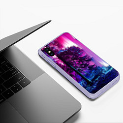 Чехол iPhone XS Max матовый Сиреневый лес - глитч, цвет: 3D-светло-сиреневый — фото 2