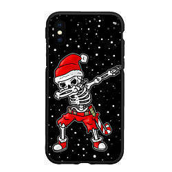 Чехол iPhone XS Max матовый Dab новогодний скелет, цвет: 3D-черный