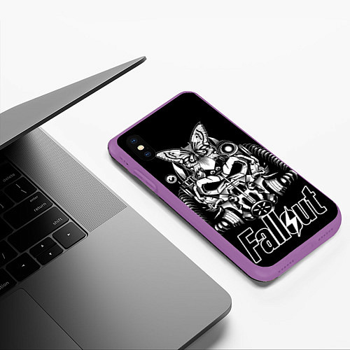 Чехол iPhone XS Max матовый Fallout helmet / 3D-Фиолетовый – фото 3