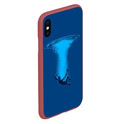 Чехол iPhone XS Max матовый Человек упавший в океан, цвет: 3D-красный — фото 2