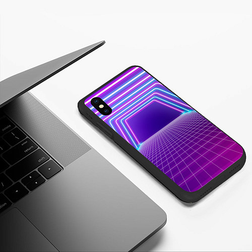 Чехол iPhone XS Max матовый Вход в неоновый портал / 3D-Черный – фото 3