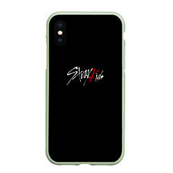 Чехол iPhone XS Max матовый Stray Kids white logo, цвет: 3D-салатовый