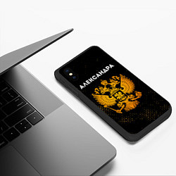 Чехол iPhone XS Max матовый Александра и зологой герб РФ, цвет: 3D-черный — фото 2