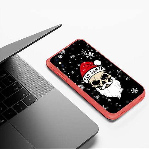Чехол iPhone XS Max матовый Christmas Bad Santa / 3D-Красный – фото 3