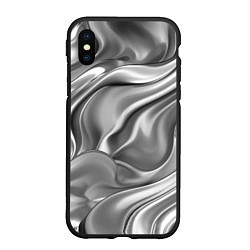 Чехол iPhone XS Max матовый Плавленное серебро, цвет: 3D-черный