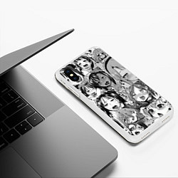 Чехол iPhone XS Max матовый Ахегао паттерн, цвет: 3D-белый — фото 2