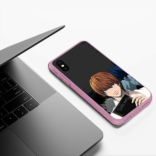 Чехол iPhone XS Max матовый Death note / 3D-Розовый – фото 3