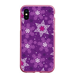 Чехол iPhone XS Max матовый Violet snow, цвет: 3D-малиновый