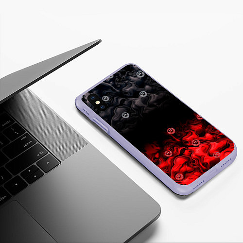 Чехол iPhone XS Max матовый Генезис абстракция и смайлы / 3D-Светло-сиреневый – фото 3