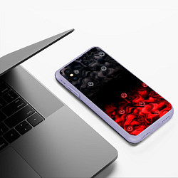 Чехол iPhone XS Max матовый Генезис абстракция и смайлы, цвет: 3D-светло-сиреневый — фото 2