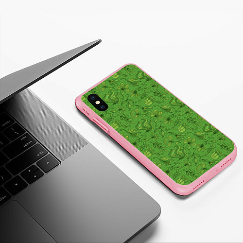 Чехол iPhone XS Max матовый Милитари цветы / 3D-Баблгам – фото 3