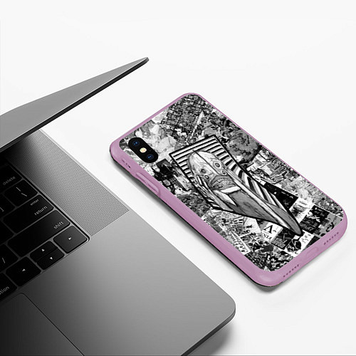 Чехол iPhone XS Max матовый Пестрый трэш / 3D-Сиреневый – фото 3
