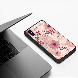 Чехол iPhone XS Max матовый Floral pattern, цвет: 3D-черный — фото 2