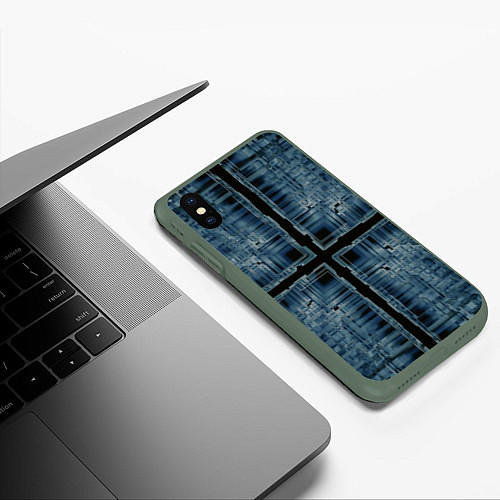 Чехол iPhone XS Max матовый Абстрактное множество прозрачных геометрических фи / 3D-Темно-зеленый – фото 3