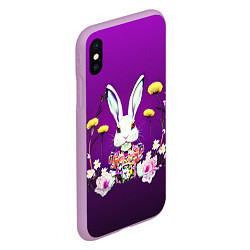 Чехол iPhone XS Max матовый Кролик с одуванчиками, цвет: 3D-сиреневый — фото 2