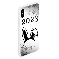 Чехол iPhone XS Max матовый Кролик 2023 ободок на светлом, цвет: 3D-белый — фото 2