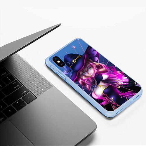 Чехол iPhone XS Max матовый Genshin Impact Лиза / 3D-Голубой – фото 3