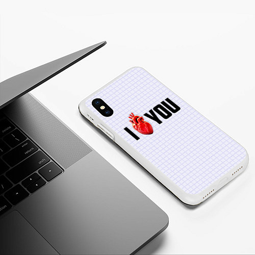 Чехол iPhone XS Max матовый I love you - сердце / 3D-Белый – фото 3