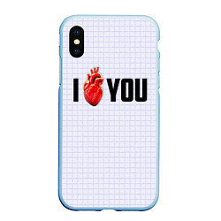 Чехол iPhone XS Max матовый I love you - сердце, цвет: 3D-голубой