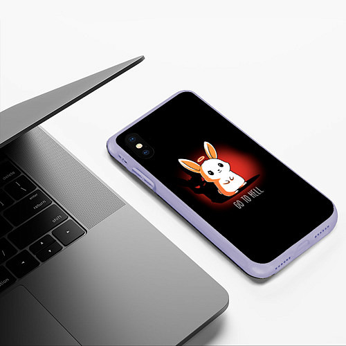 Чехол iPhone XS Max матовый Кролик чёртик / 3D-Светло-сиреневый – фото 3