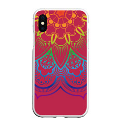 Чехол iPhone XS Max матовый Viva magenta mandala, цвет: 3D-белый