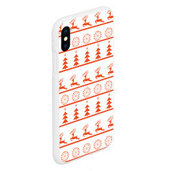 Чехол iPhone XS Max матовый Красные олени и елочки, цвет: 3D-белый — фото 2