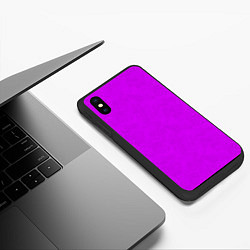 Чехол iPhone XS Max матовый Неоновый розово-сиреневый текстурированный, цвет: 3D-черный — фото 2
