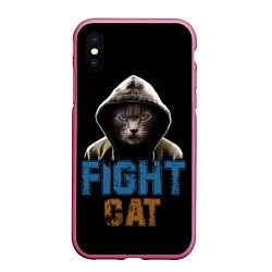 Чехол iPhone XS Max матовый Бойцовский клуб : бойцовский кот, цвет: 3D-малиновый