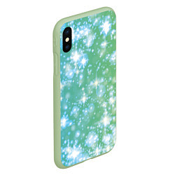 Чехол iPhone XS Max матовый Сияющие серебряные блестки на зелено-голубом фоне, цвет: 3D-салатовый — фото 2