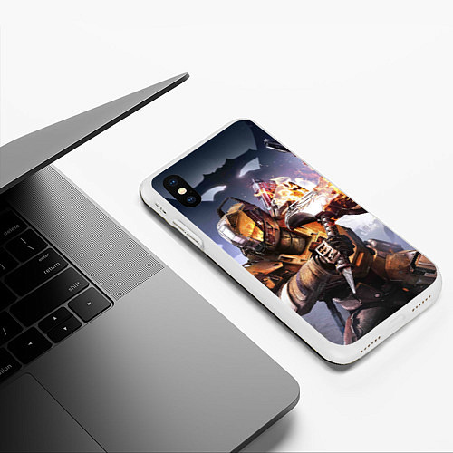 Чехол iPhone XS Max матовый Destiny воин / 3D-Белый – фото 3