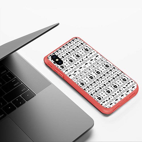 Чехол iPhone XS Max матовый Black pattern Wednesday Addams / 3D-Красный – фото 3