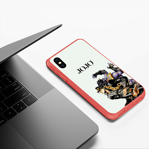 Чехол iPhone XS Max матовый Стенд Джотаро Куджо Star Platinum / 3D-Красный – фото 3