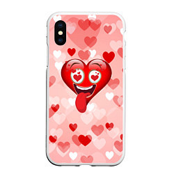 Чехол iPhone XS Max матовый Безумное сердце, цвет: 3D-белый