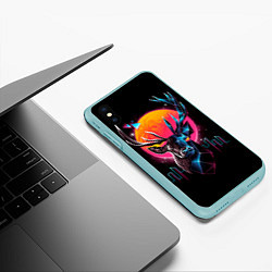 Чехол iPhone XS Max матовый Олень - диджитал арт, цвет: 3D-мятный — фото 2