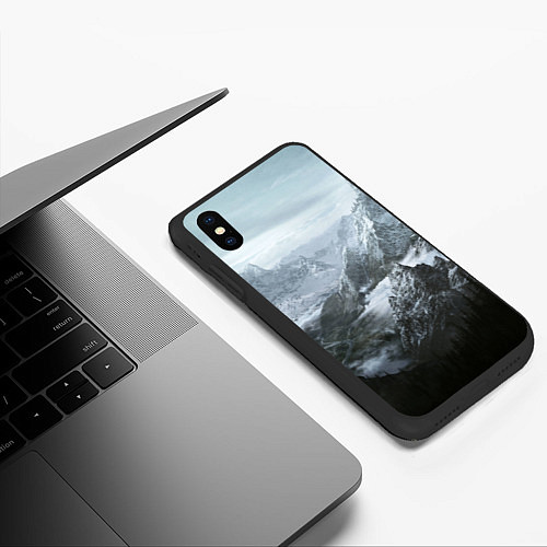 Чехол iPhone XS Max матовый Природа Скайрима / 3D-Черный – фото 3