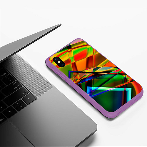 Чехол iPhone XS Max матовый Разноцветное стекло / 3D-Фиолетовый – фото 3