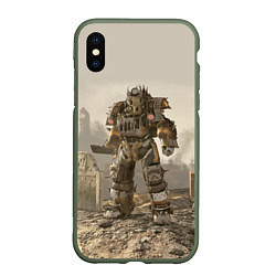 Чехол iPhone XS Max матовый Bone raider power armor skin in fallout, цвет: 3D-темно-зеленый