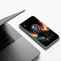 Чехол iPhone XS Max матовый God of War life and dead, цвет: 3D-темно-зеленый — фото 2