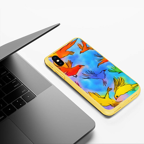 Чехол iPhone XS Max матовый Акварельные крылья / 3D-Желтый – фото 3