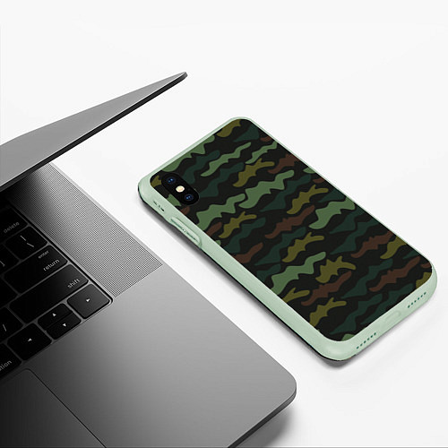 Чехол iPhone XS Max матовый Камуфляж хакки / 3D-Салатовый – фото 3