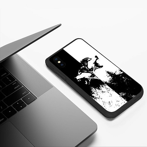Чехол iPhone XS Max матовый Два волка / 3D-Черный – фото 3