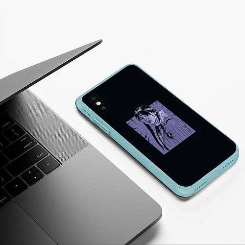 Чехол iPhone XS Max матовый Wednesday purple art / 3D-Мятный – фото 3