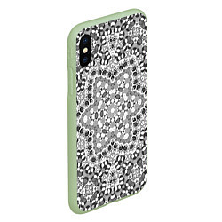 Чехол iPhone XS Max матовый Черно-белый орнамент мандала, цвет: 3D-салатовый — фото 2