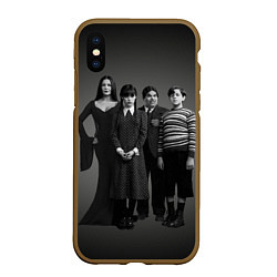 Чехол iPhone XS Max матовый Аддамс, семейный портрет, цвет: 3D-коричневый