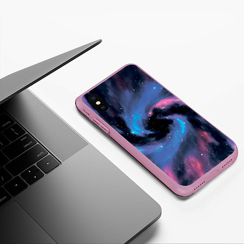 Чехол iPhone XS Max матовый Ручная роспись галактики акварелью / 3D-Розовый – фото 3