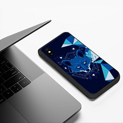 Чехол iPhone XS Max матовый Голова синей лисы, цвет: 3D-черный — фото 2