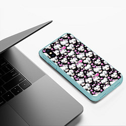 Чехол iPhone XS Max матовый Ахегао и сердечки, цвет: 3D-мятный — фото 2