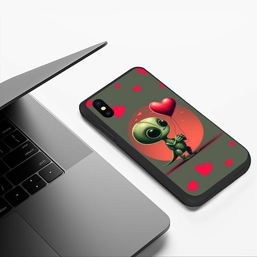 Чехол iPhone XS Max матовый Влюбленный инопланетянин / 3D-Черный – фото 3