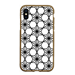 Чехол iPhone XS Max матовый Чёрно-белый абстрактный паттерн из звёзд, цвет: 3D-коричневый