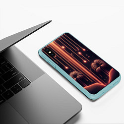 Чехол iPhone XS Max матовый Неоновый тропический дождь, цвет: 3D-мятный — фото 2